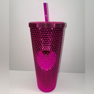 NEW Starbucks Venti Studded Metallic Pink Tumbler Venti 24 oz